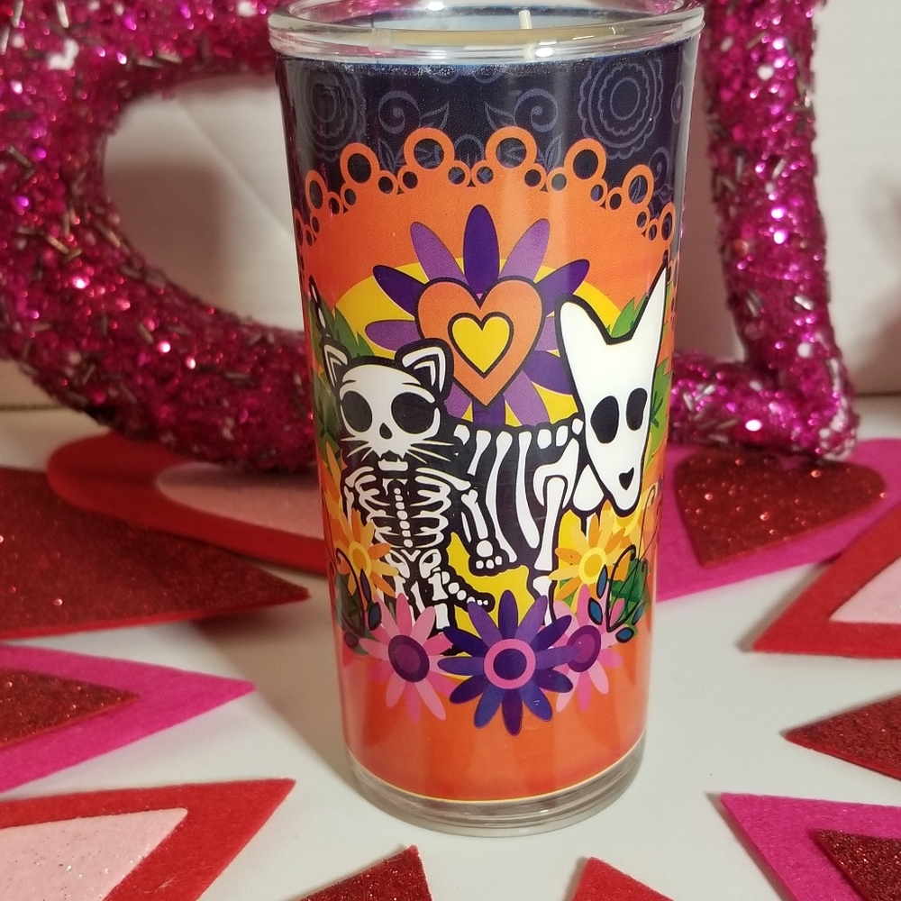 Mexican Cat & Dog Sugar Skull Candel New Day of the Dead Halloween